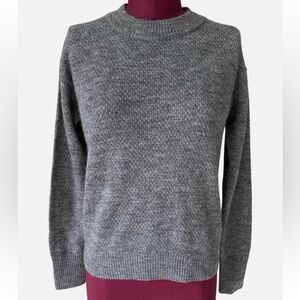 Quince baby alpaca wool diamond stitch Crewneck Pullover Grey- Size S